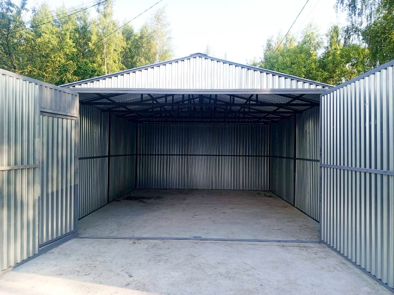 Оцинкованный гараж 3×6 с калиткой в створке